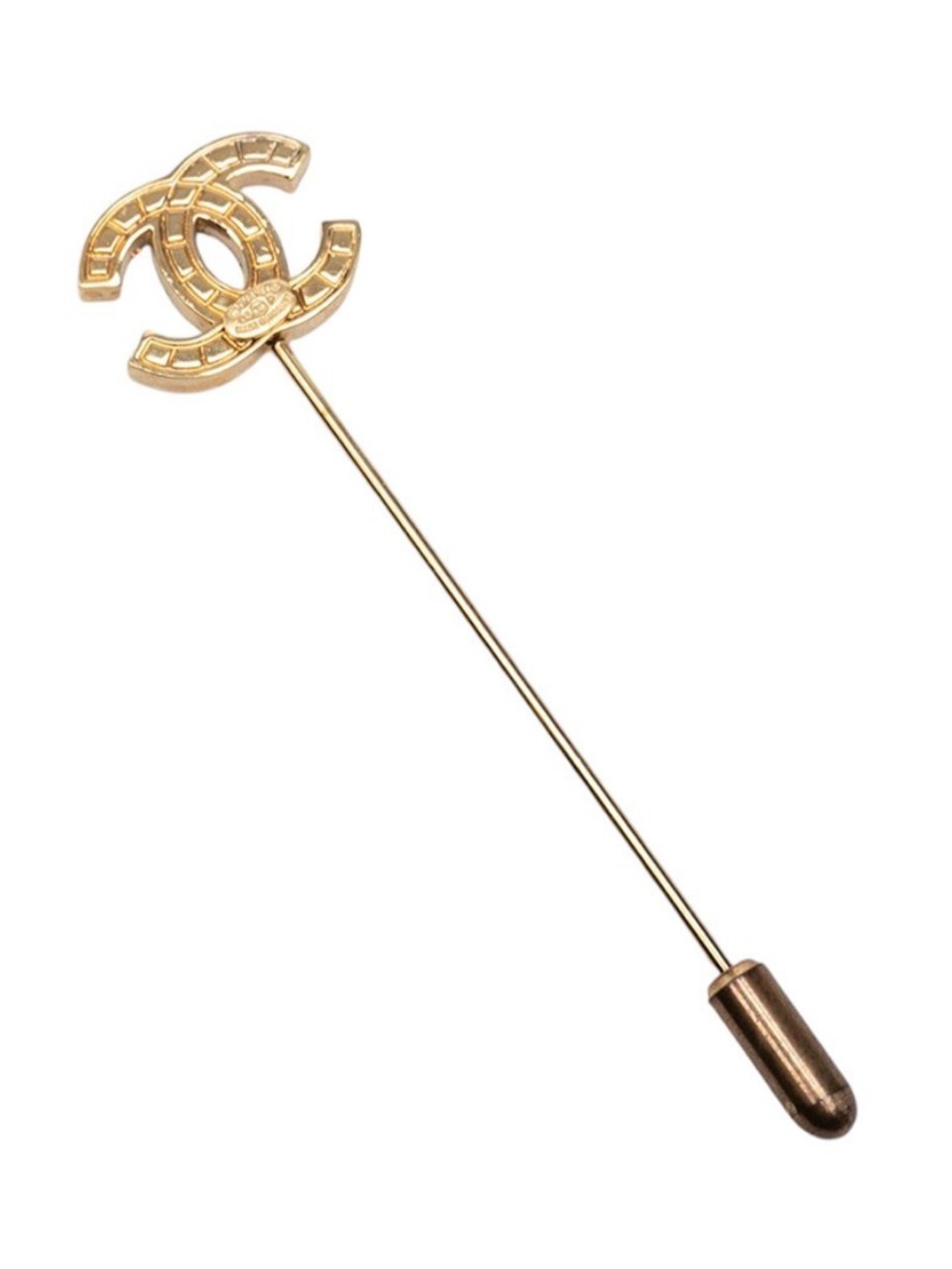 Chanel Vintage 03P CC Logo Stick Pin Brooch Gold Plated 2003 Rare VGC - Picture 3 of 3